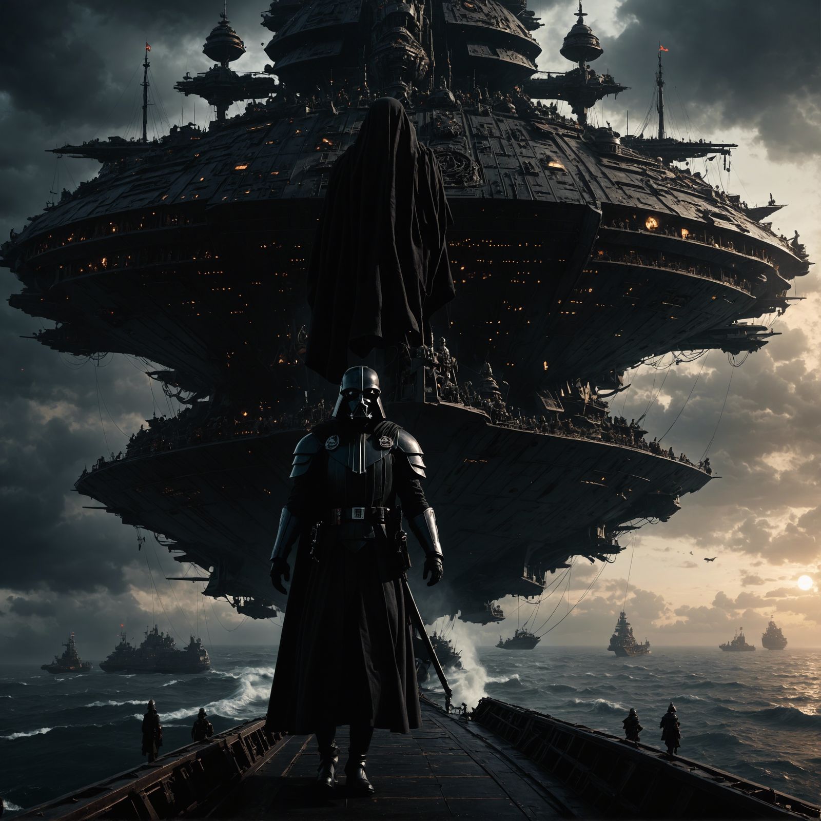 Dark Prince on Ship: Epic Digital Matte Painting