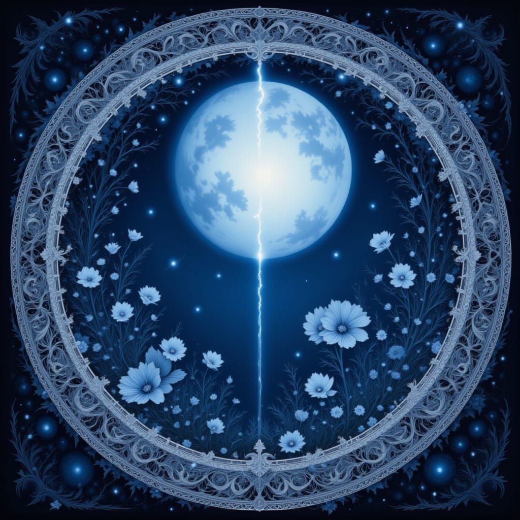 Silver Lace Moonscape with Luminous Flowers