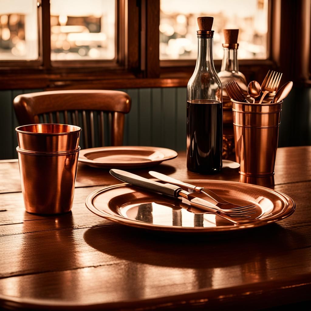 Classic New York Diner Still Life with Copper Accents