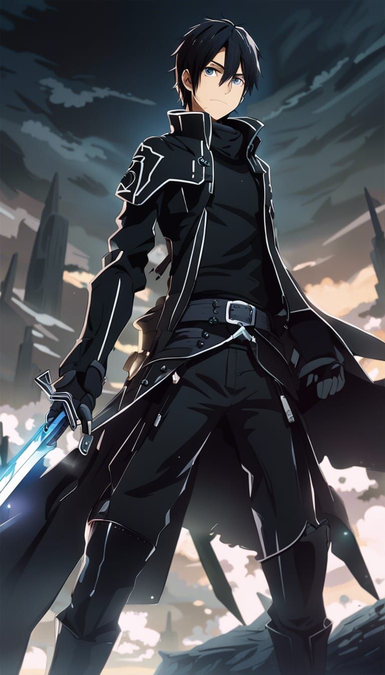 Kirito: Black Swordsman in Dark Fantasy Style