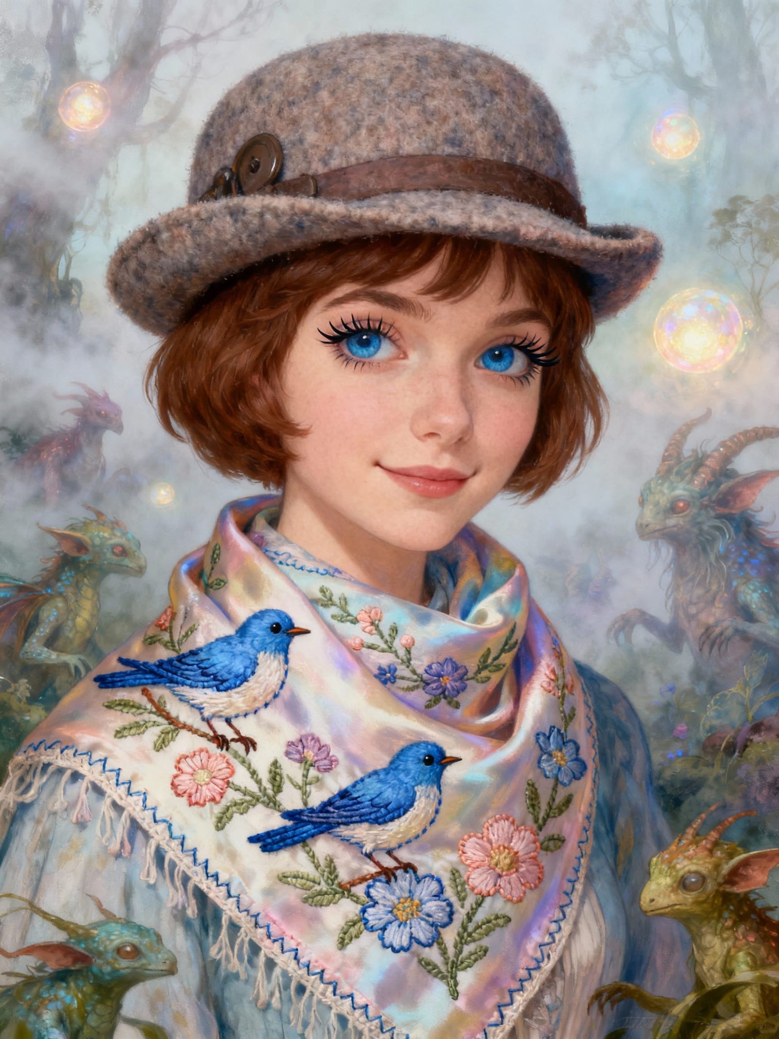 Cute French Woman in Fantasy Art Style