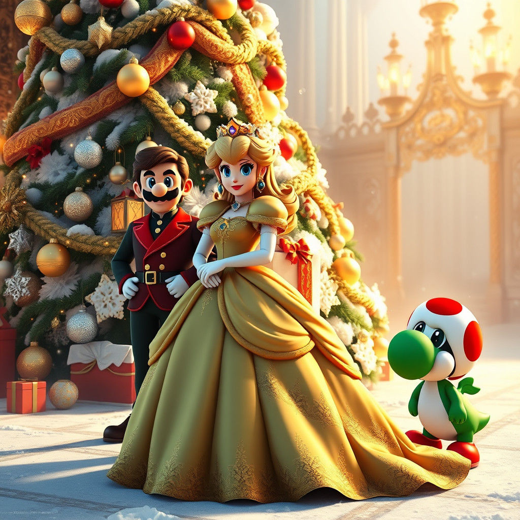 Princess Peach's Christmas: A Festive Holiday Scene