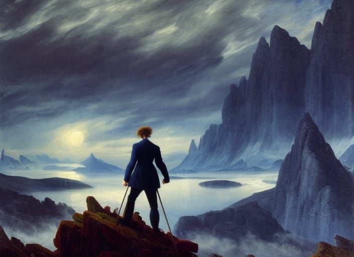 Epic Mountain Range Landscape in Deep Blue