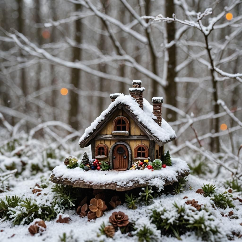 Macro Fairy House: Winter is Coming