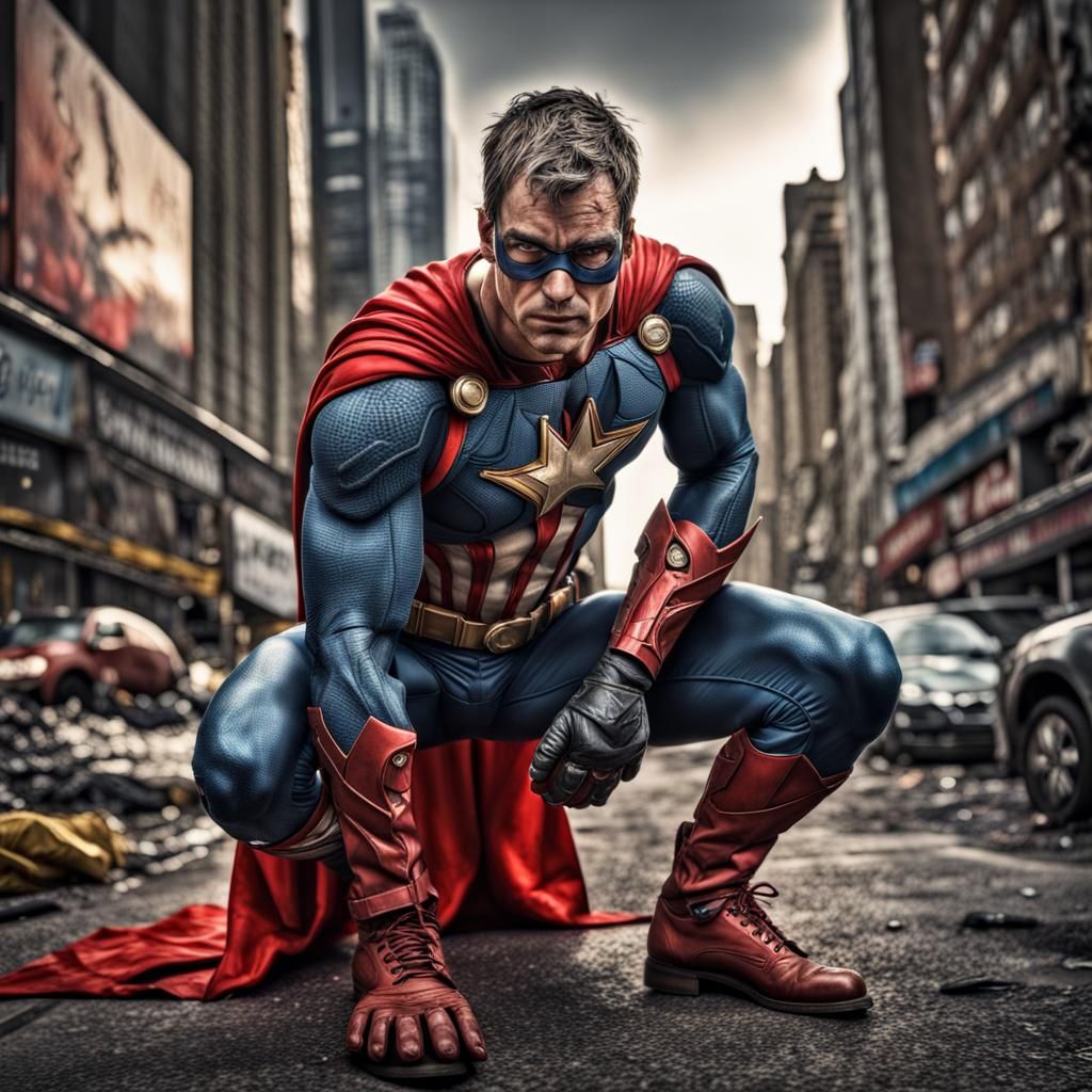 Hyperrealistic "CapePunk" Superhero Image