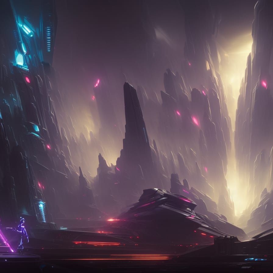 Futuristic Galactic Council: Hyperdetailed Dark Fantasy Art