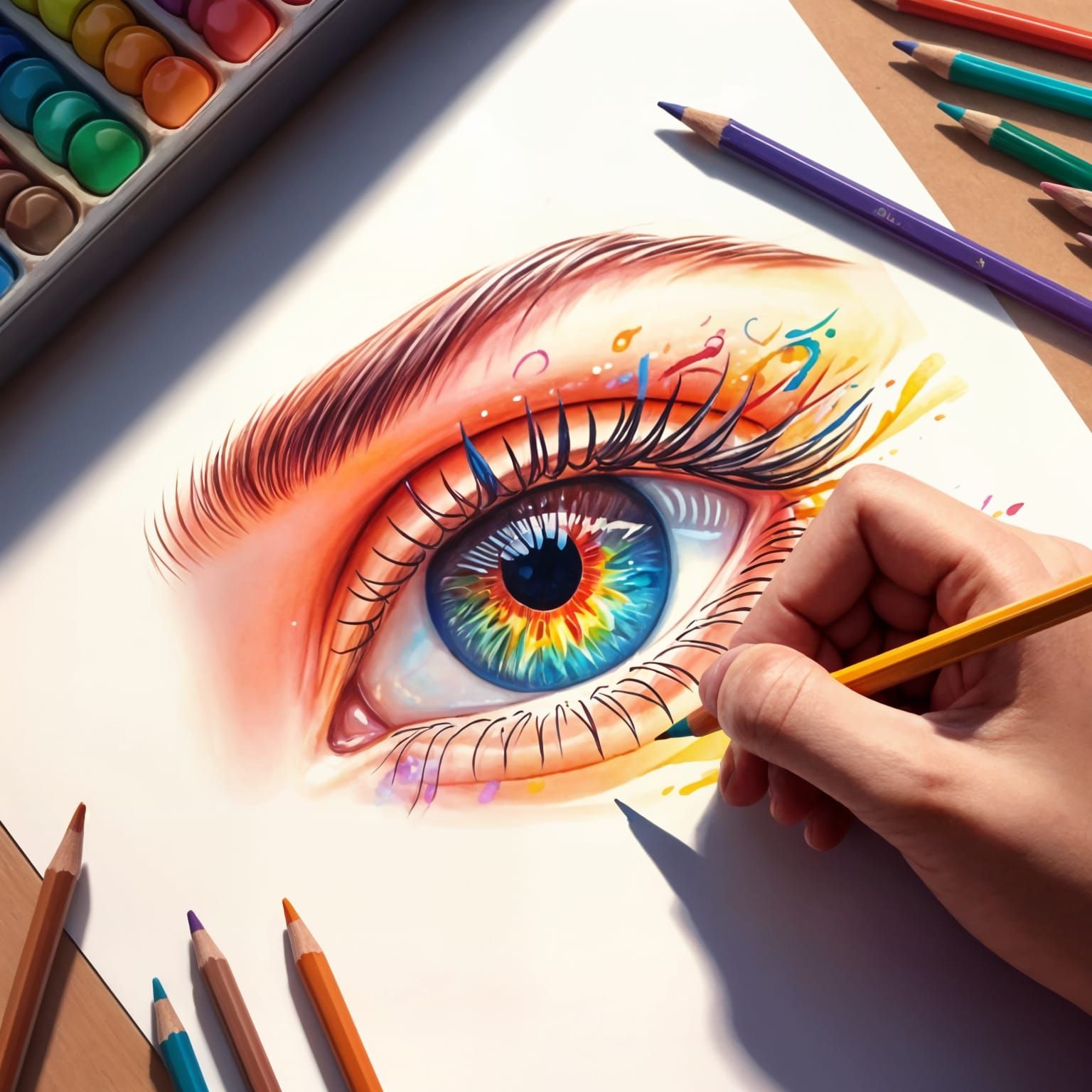 Anime Eye Drawing with Color Pencils