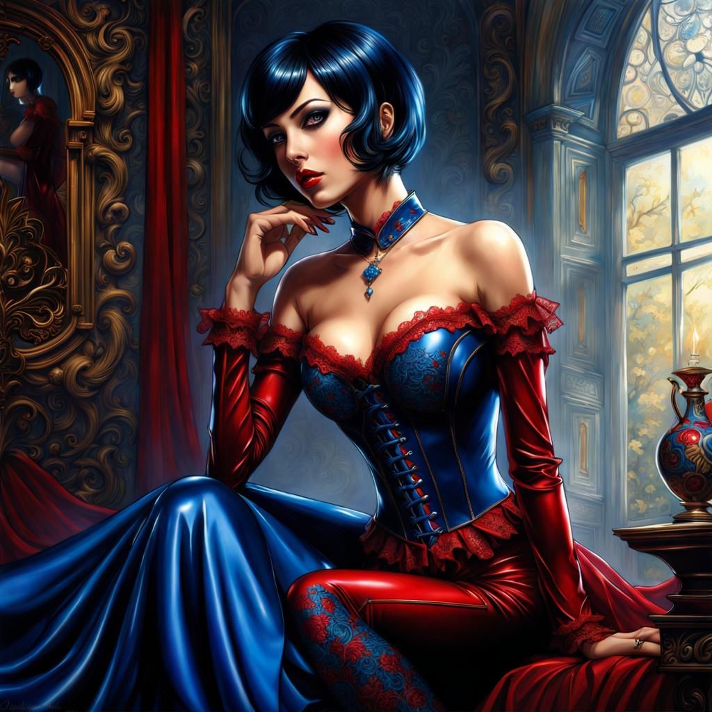 Italian Woman in Latex, Gothic Art Style