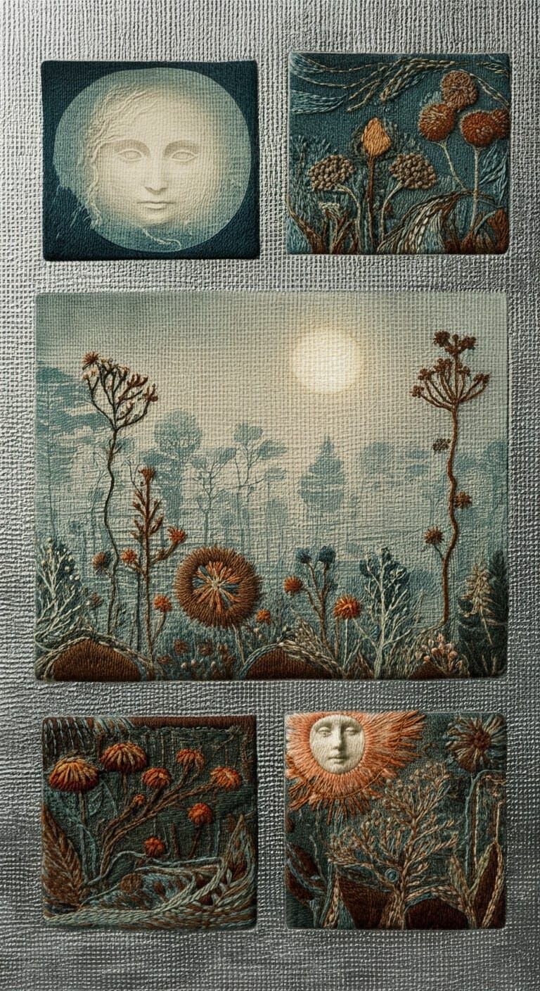 Ethereal Nighttime Scene in Folk Psychedelic Style