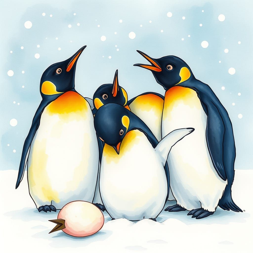 Emperor Penguins Huddle in Blizzard Wonderland