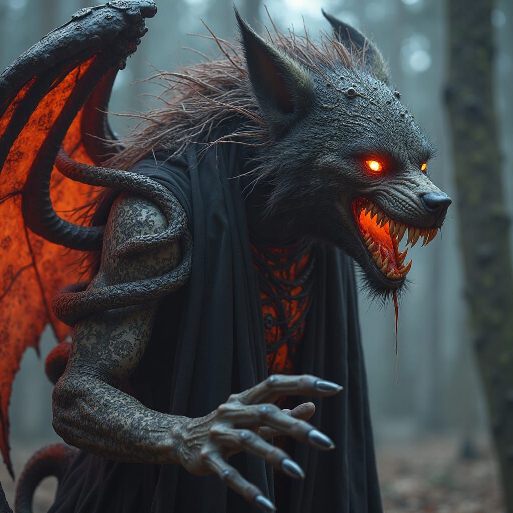 Werewolf Enchantress Transformation in Gothic Horror Style