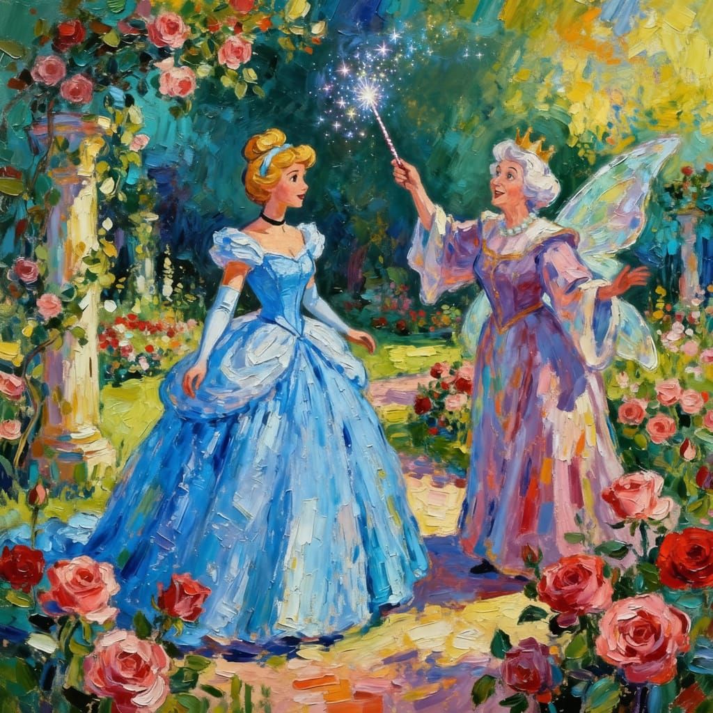 Cinderella's Transformation in the Rose Garden
