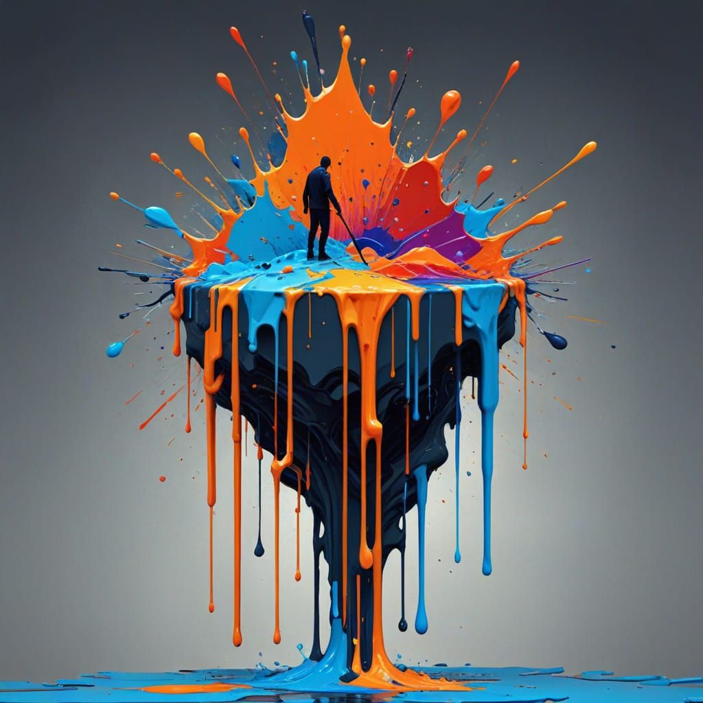 Vibrant Tomorrow Dreamscape in Dripping Splash Art
