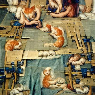 Kittens in a Textile Factory, Renaissance Style