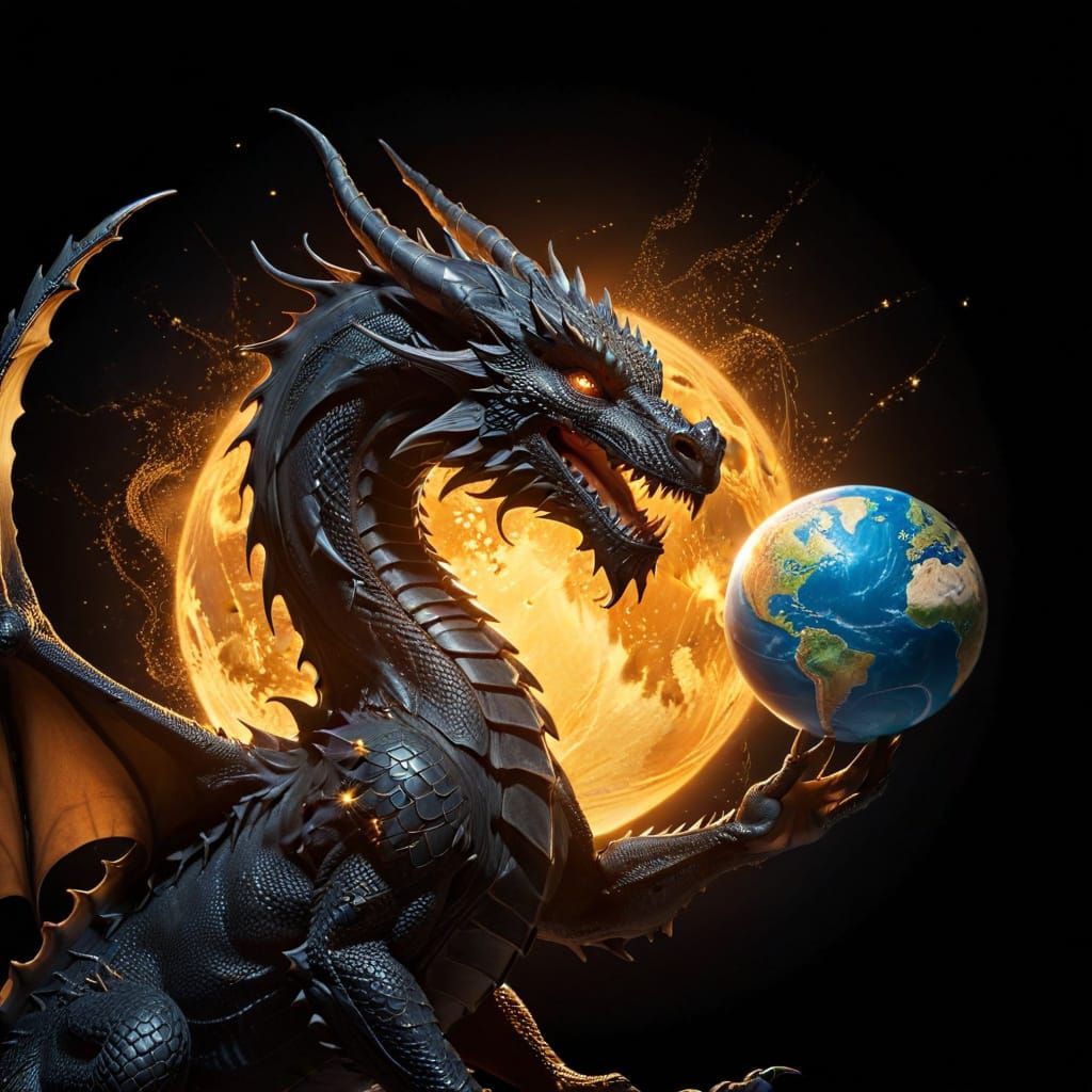 Dark Dragon About to Devour Earth
