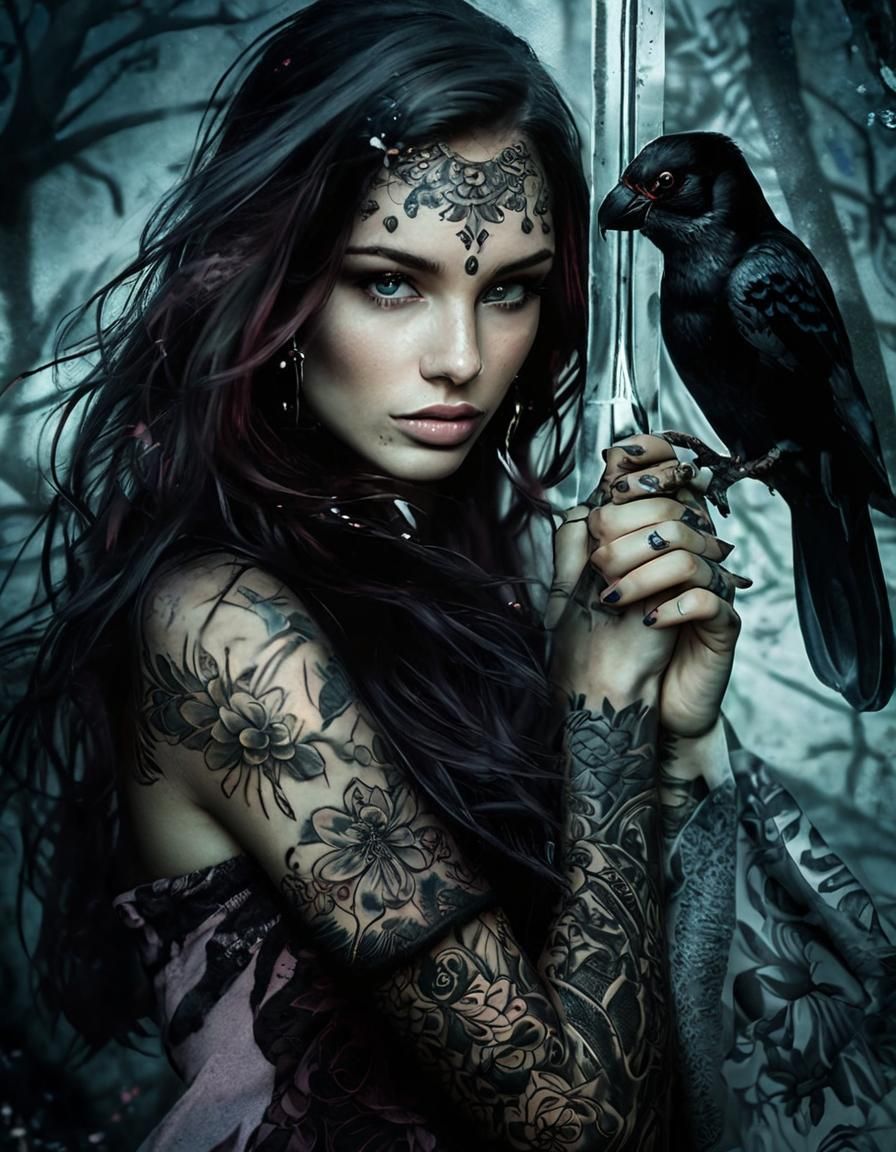 Radiant Portrait of a Smiling Tattooed Girl