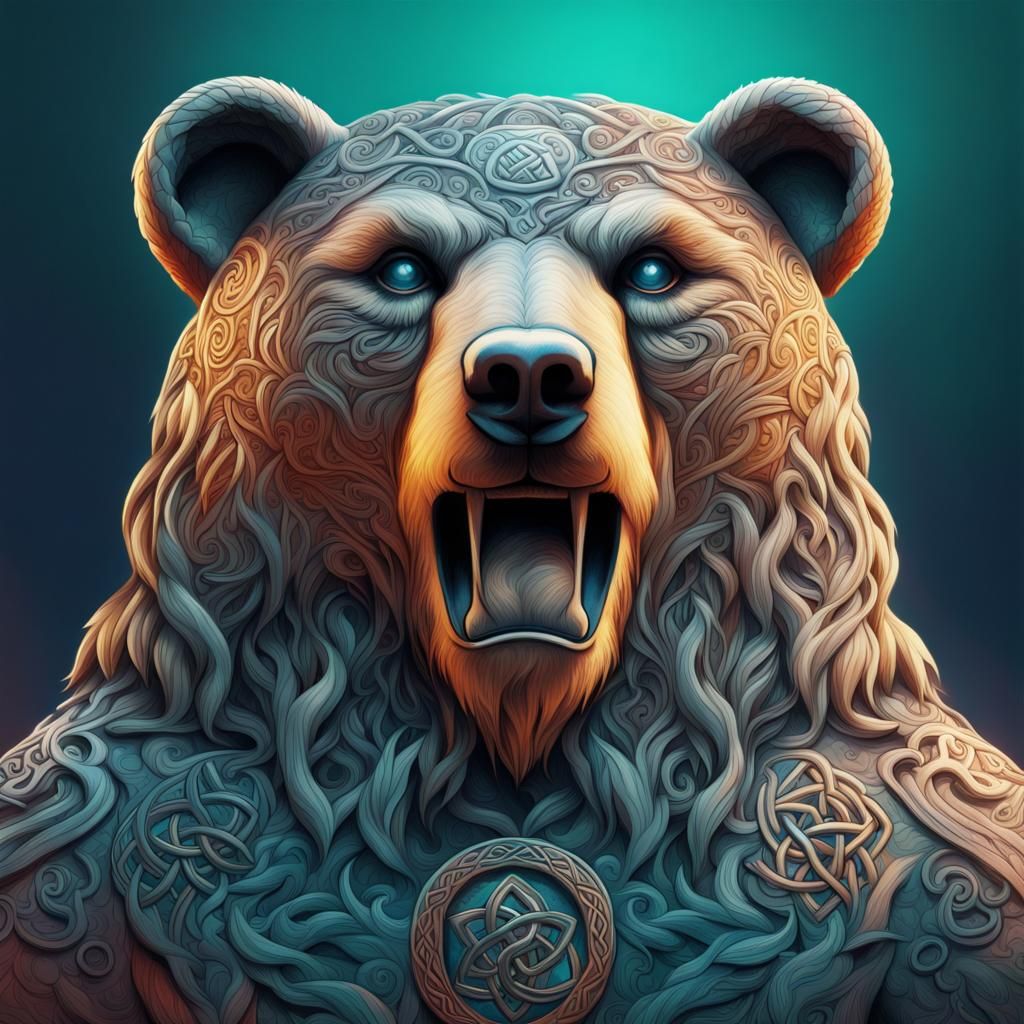 Hyperrealistic Celtic Viking Bear Concept Art