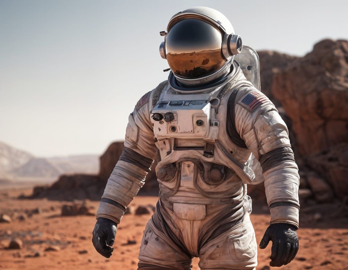 Epic Mars Landscape with Astronaut and Spacecraft