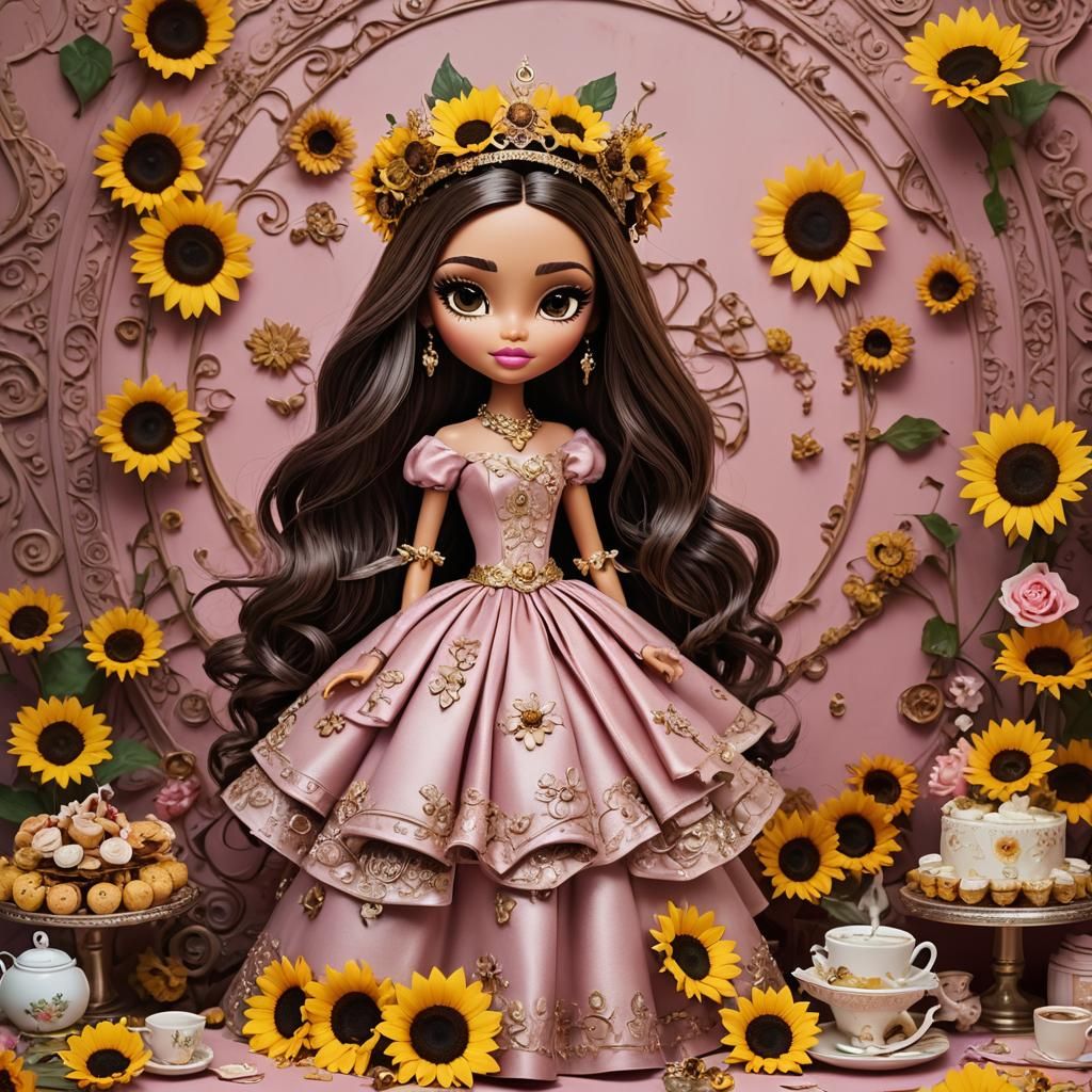 Bratz Doll with Sunflower Headband, Detailed Matte Painting