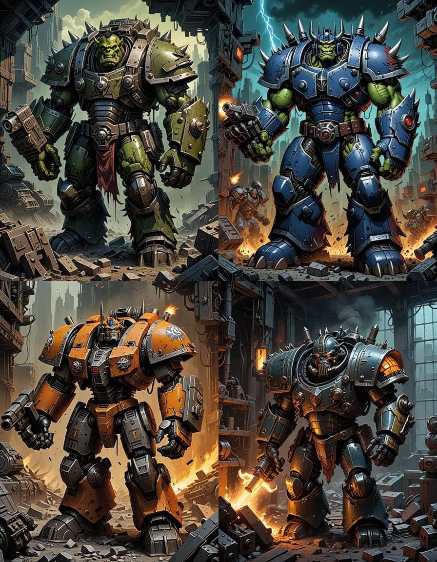 Ork Warboss in Retro-Futuristic Armor, Inspired by Megatron