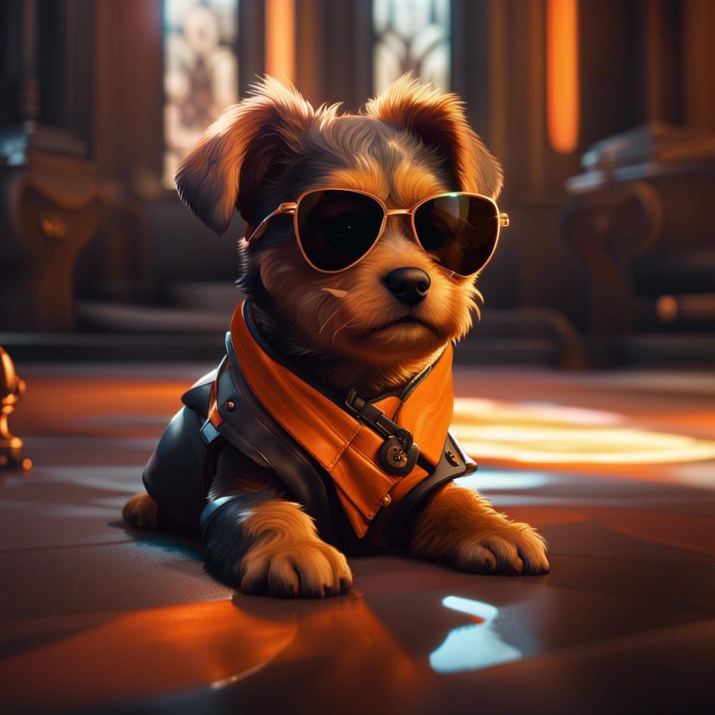 Puppy in Sunglasses: Hyperdetailed Concept Art