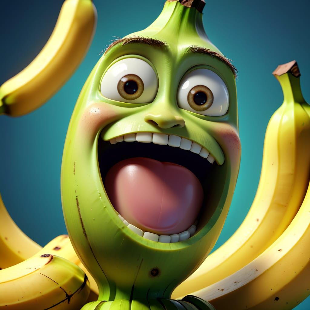 Digital Banana Character in Bright, Cinematic Style