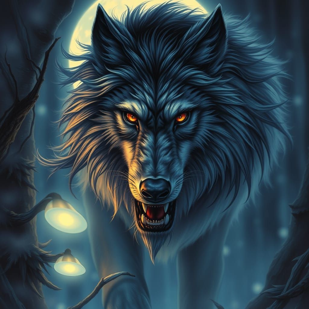 Beautiful Werewolf in Enchanting Moonlit Forest