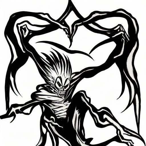 Surrealist Shadow Vampire Ink Drawing in Abstract Style