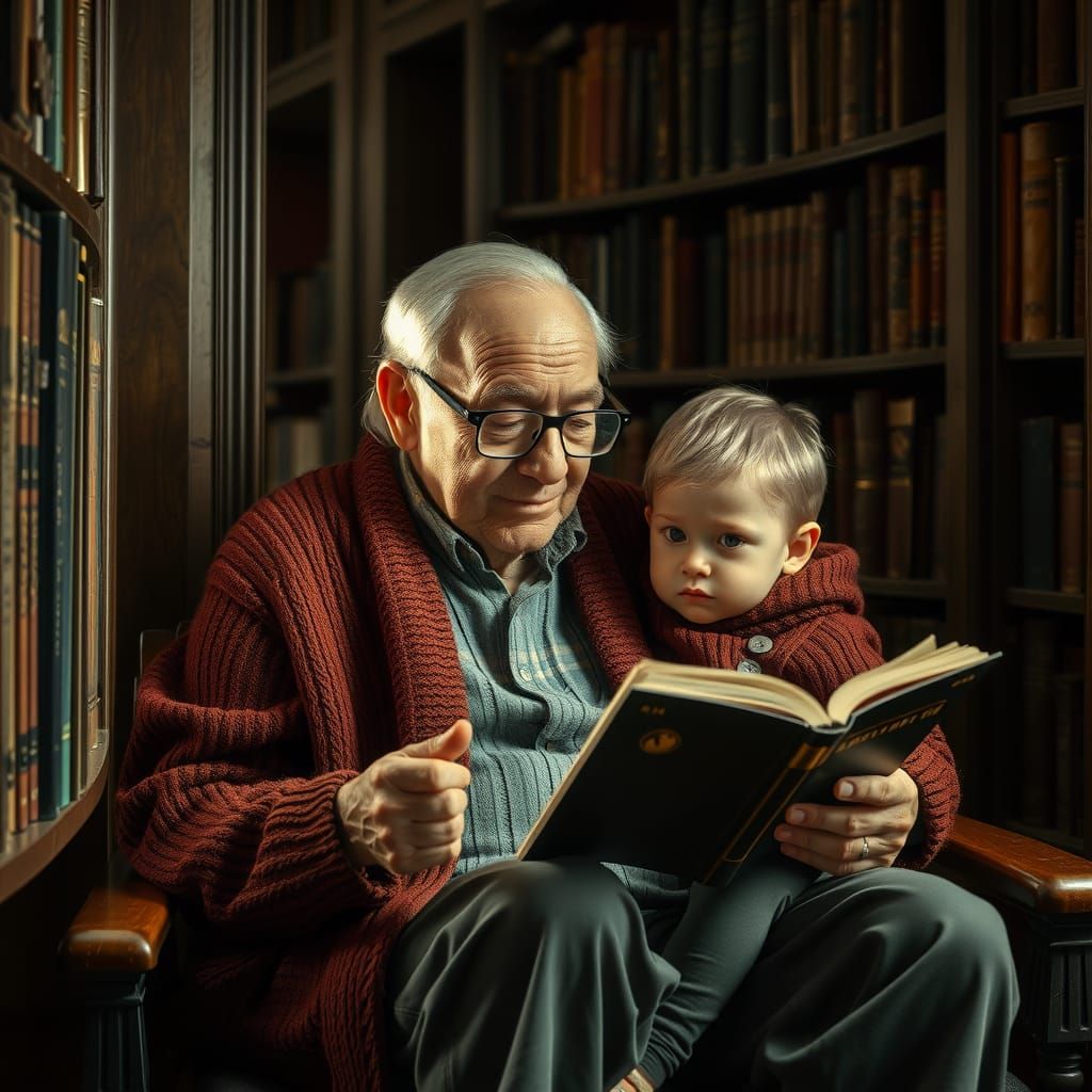 Cozy Library: Grandparent Reads to Child