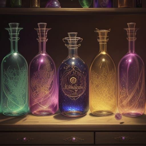 Magical Pink Potion Bottle in Witch's Store