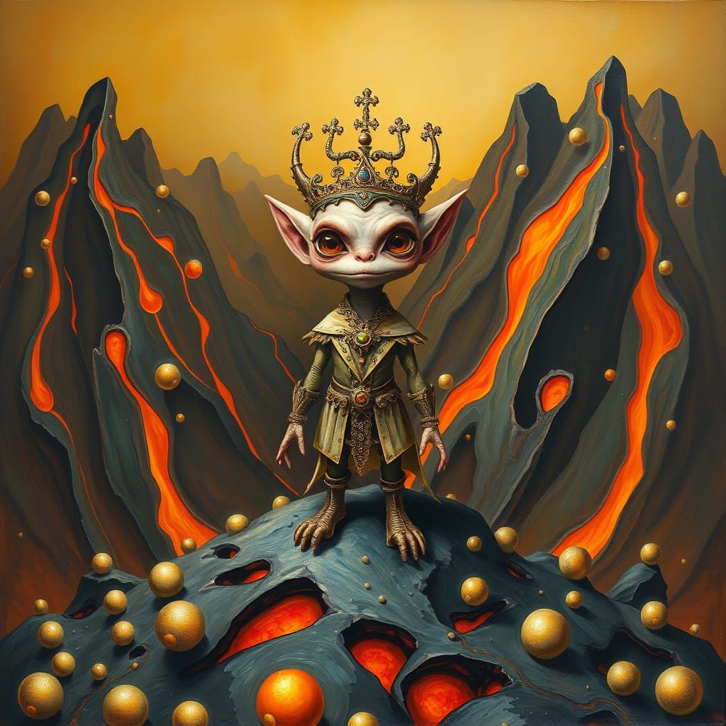 Surreal Lava Monster in Dreamlike Oil Painting