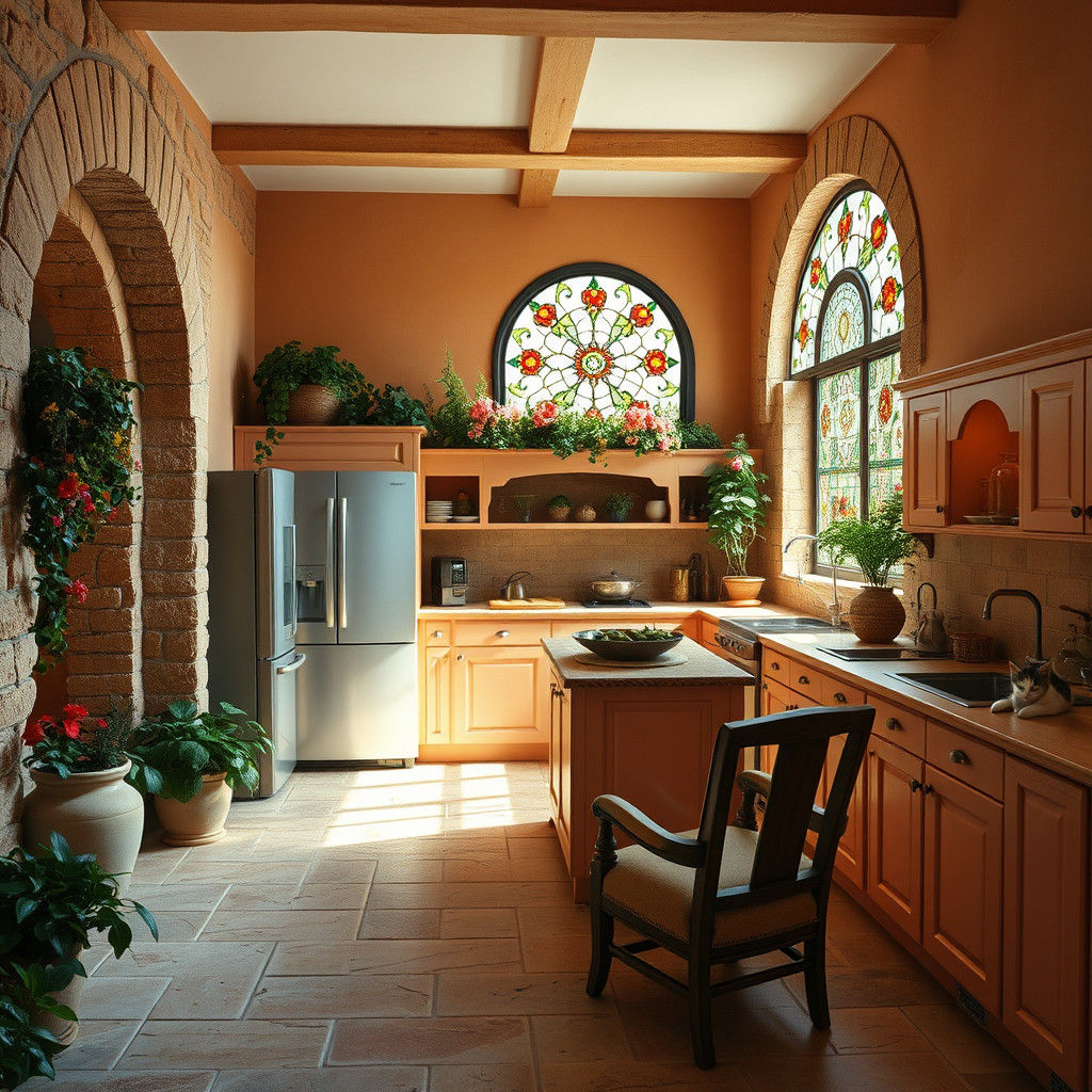 Inviting Italian-Style Kitchen in a Rustic Cottage