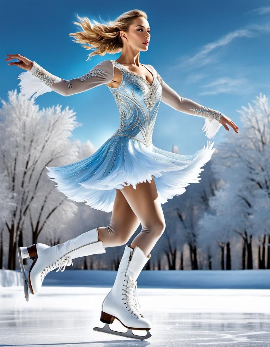 Magical Ice Skater's Hyperrealistic Leap