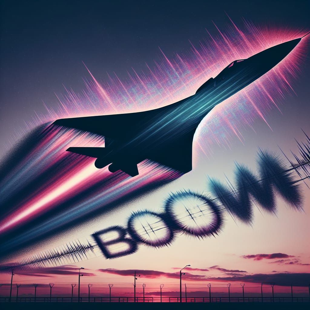 a surreal portrait of a jet going at supersonic speed, the c...