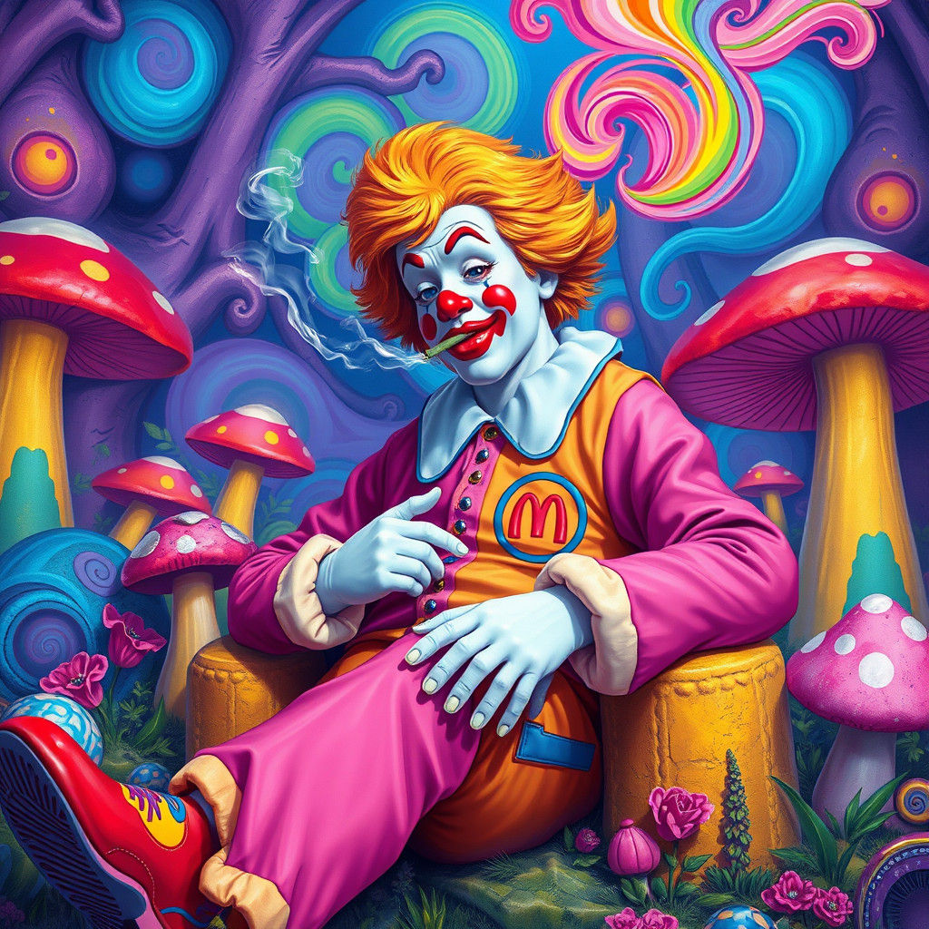 Ronald McDonald in Psychedelic Mushroom Fairy Forest