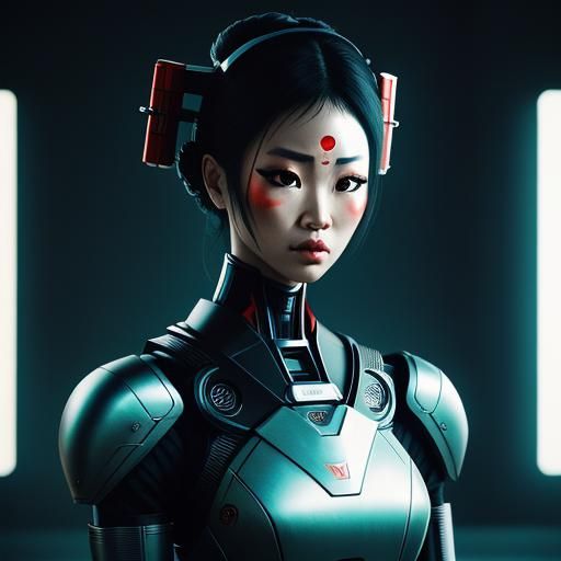 Cinematic Geisha Cyborg Woman