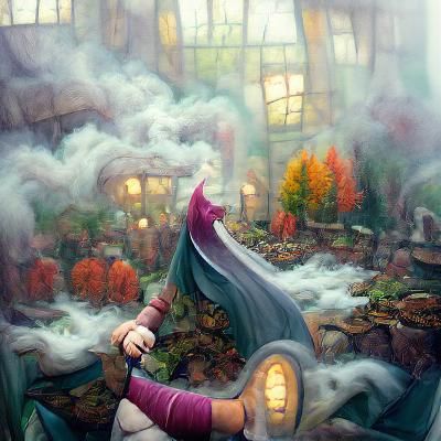 Ethereal Fantasy Image of Nimona in Kinkade Style