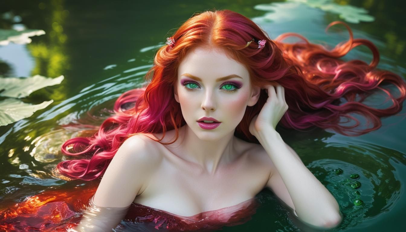 Red-Haired Woman in Apocalyptic Dreamscape