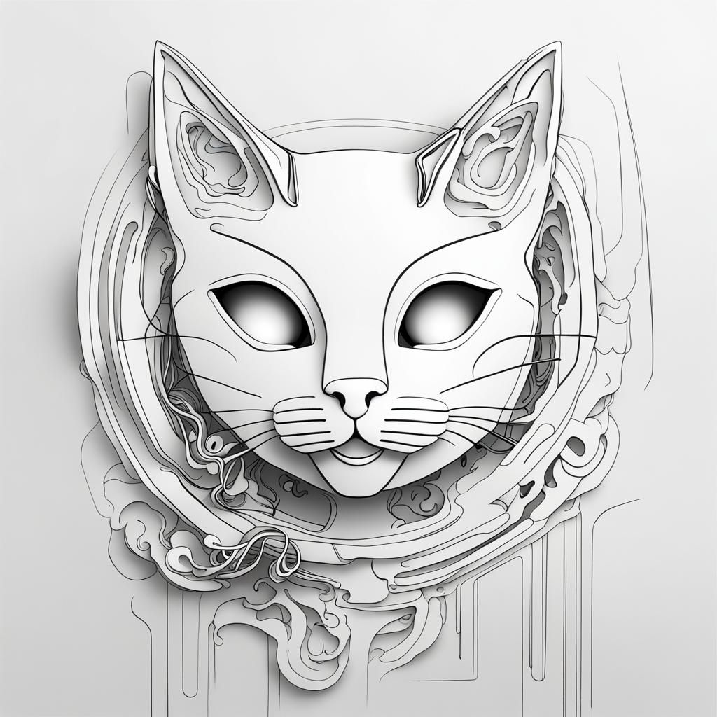 Minimalist Cat Signature in Futuristic Style