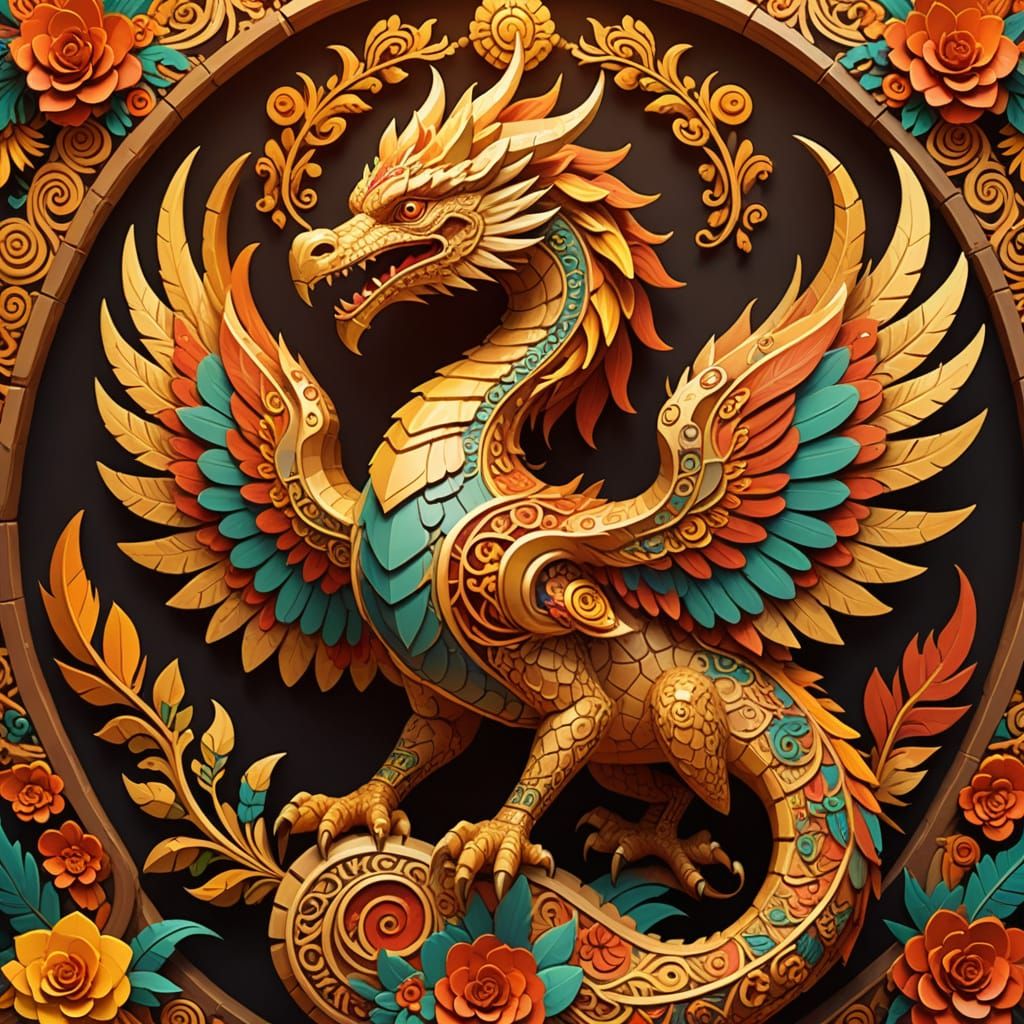 Dragon Phoenix Alebrije: Mexican Folk Art in 4K