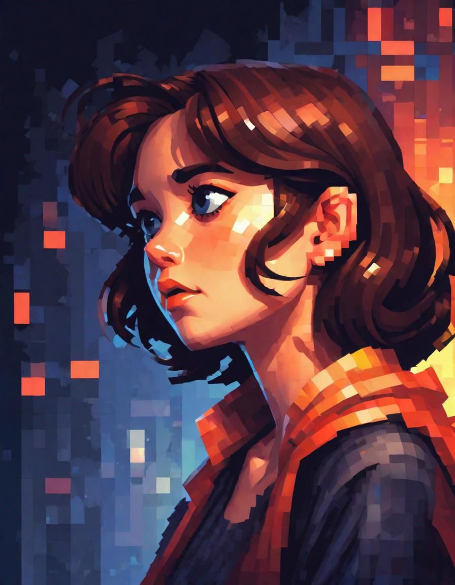 Pixel Art Portrait of a Girl