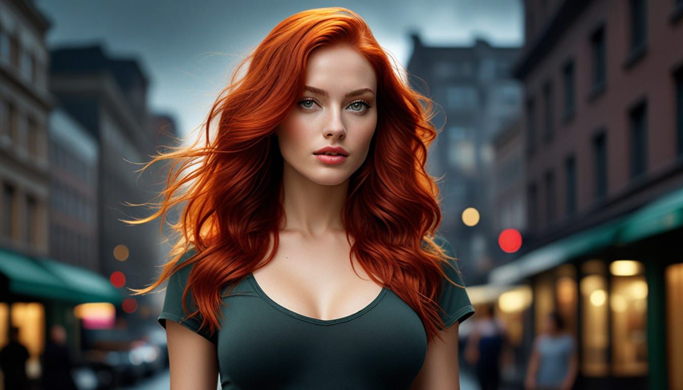 Stunning Red-Haired Beauty in High-Fashion Portrait