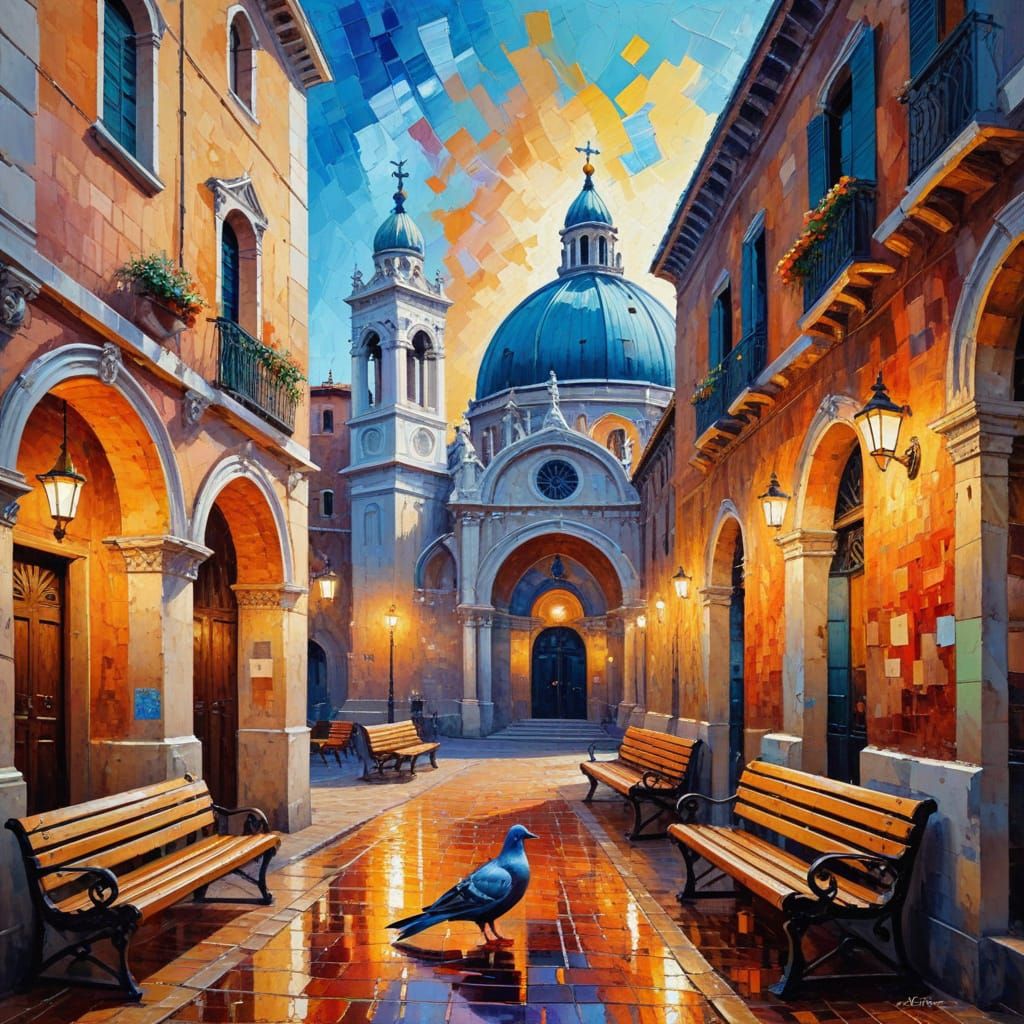 Impressionist Scene in St. Mark's Cathedral