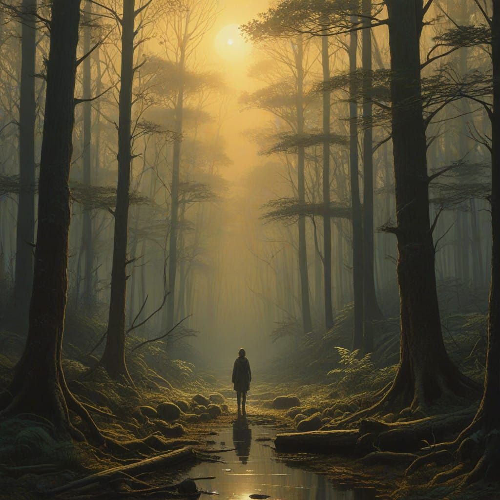 Ethereal Goddess Surrounded by Forest Glory