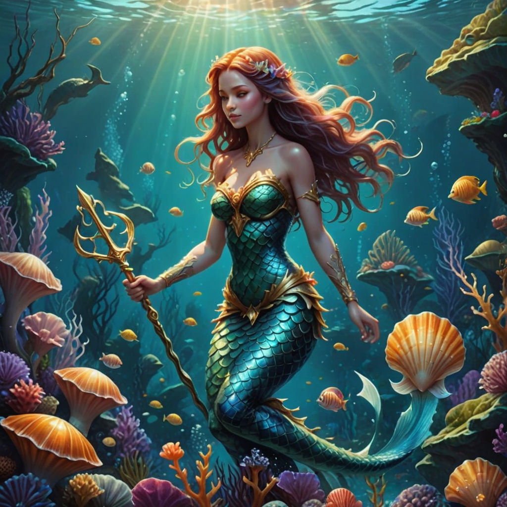 Enchanted Mermaid in Whimsical Underwater Realm