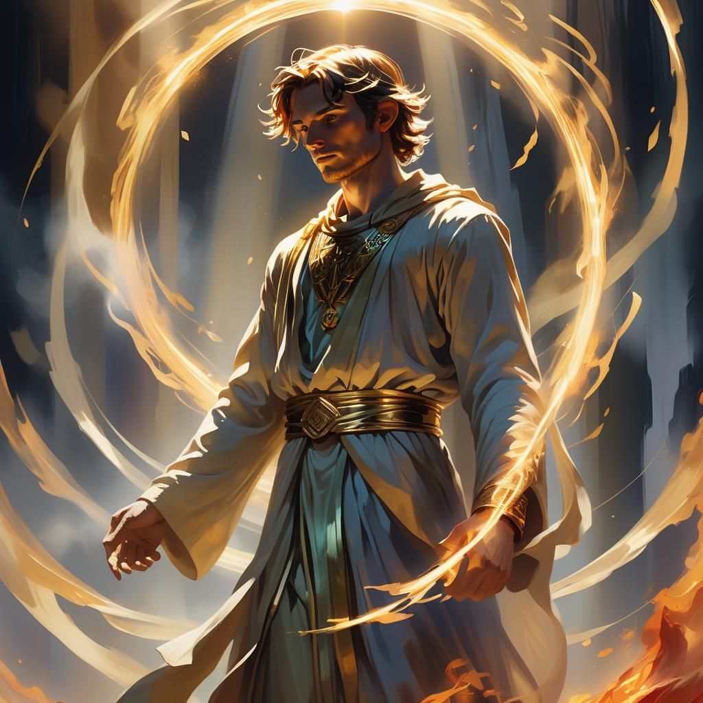 Ethereal Figure in Golden Light: Concept Art