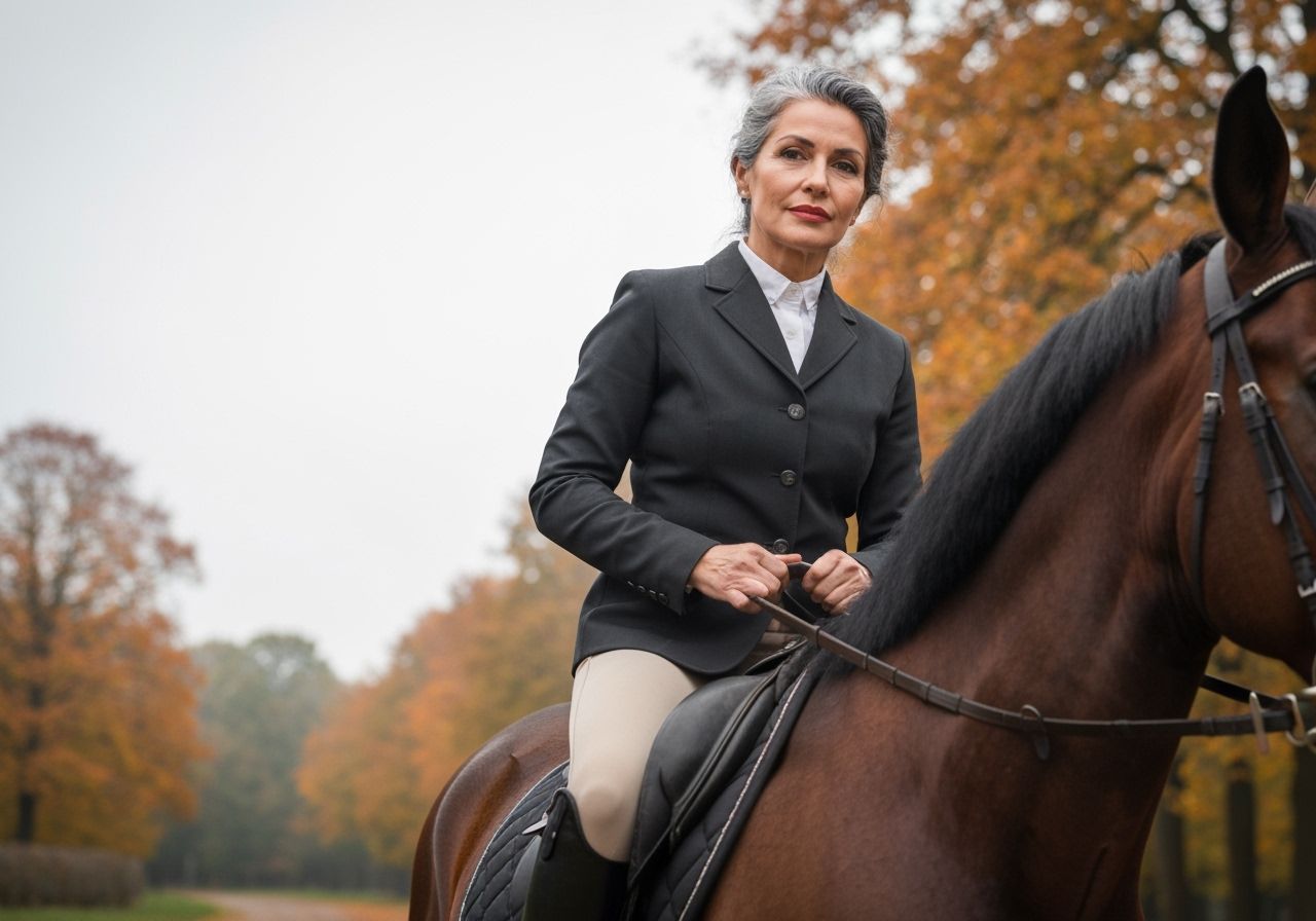 Equestrian Portrait of Confident Woman on Horse at Estate