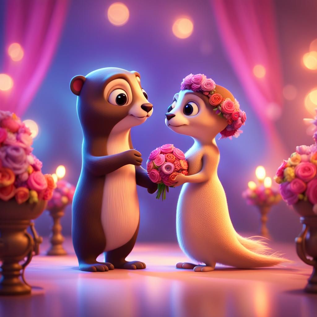 Jelly and Jeremy Otter's Wedding: 3D Digital Art