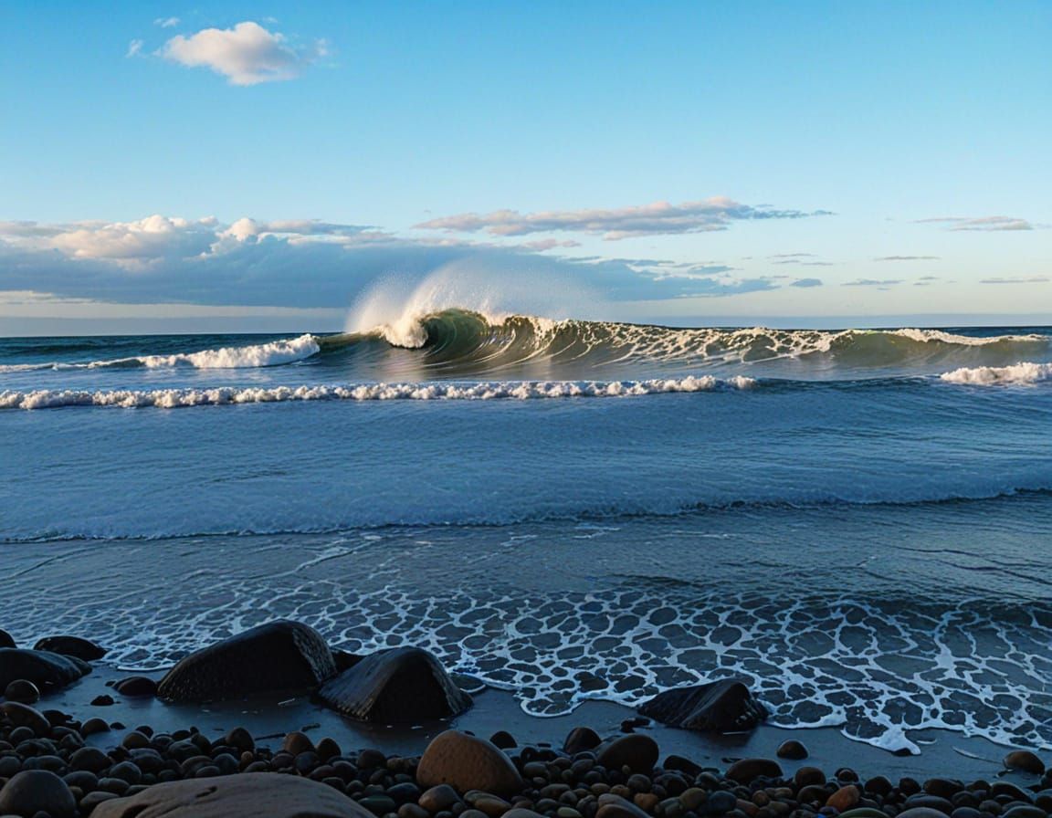 Serene Coastal Scene in Vibrant Hues