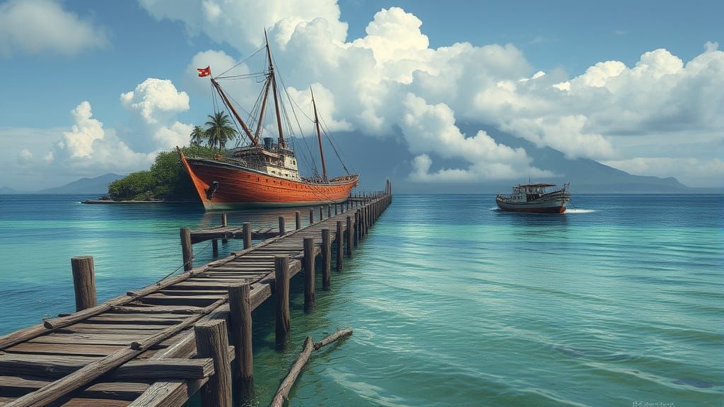 Island of Secrets in a Weathered Coastal Scene